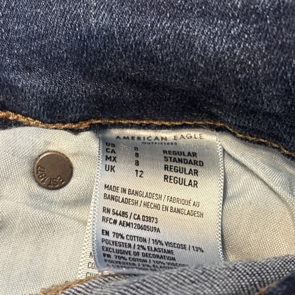 Lot Of 2 Women American Eagle Denim Jeans Hi Rise Artist Flare SZ 8 Boyfriend - Picture 6 of 12